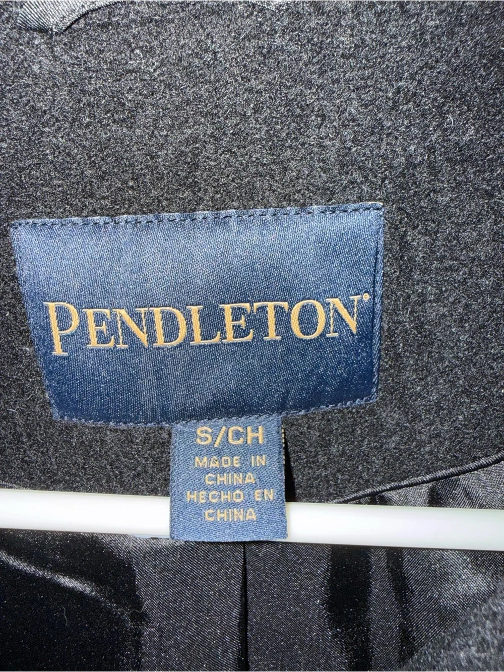 Pendleton Women's Wool Blend Fall Brown & Cream Plaid Zip-Front Peacoat S